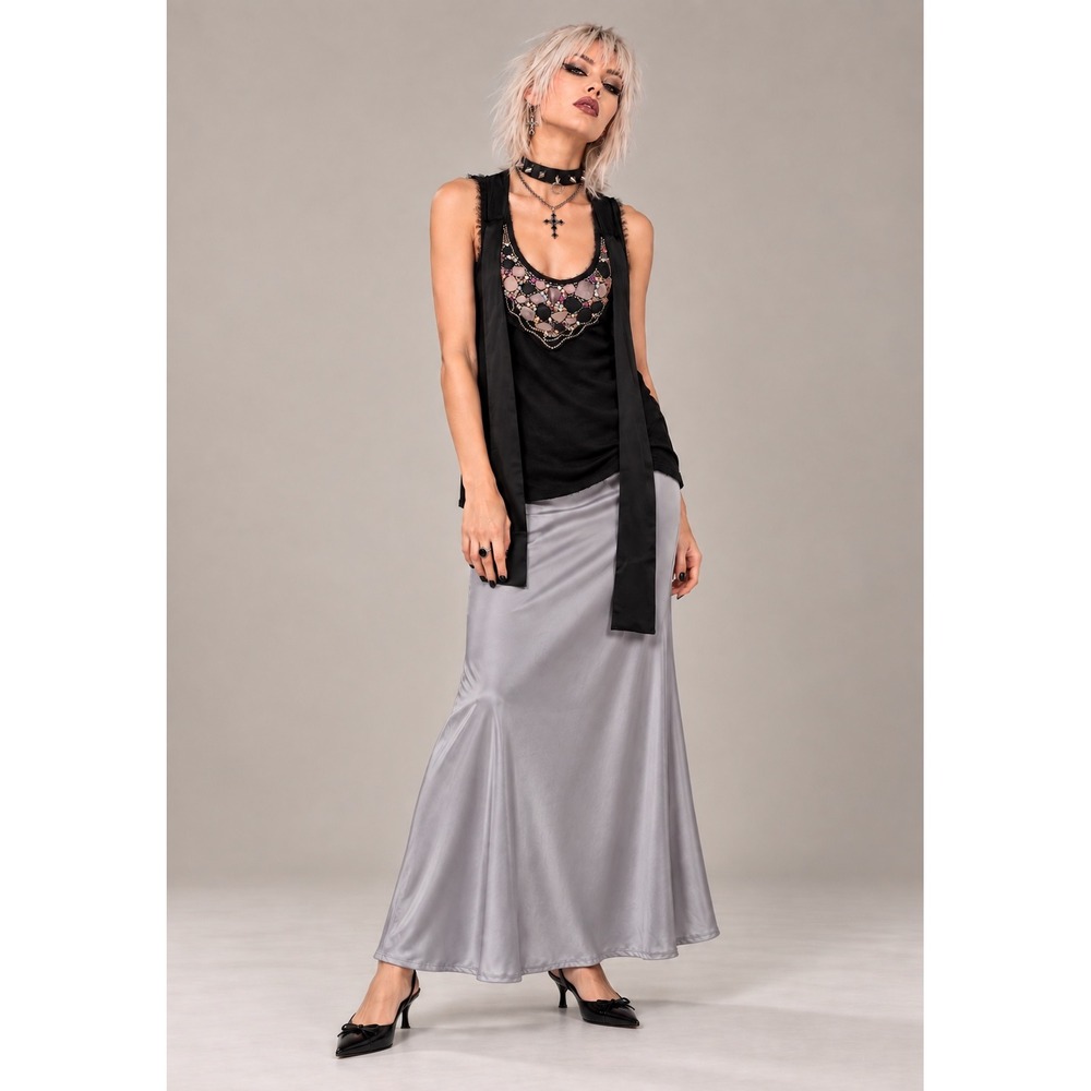 Bordeaux Los Angeles S Black Beaded Embellished Neckline Tank Top